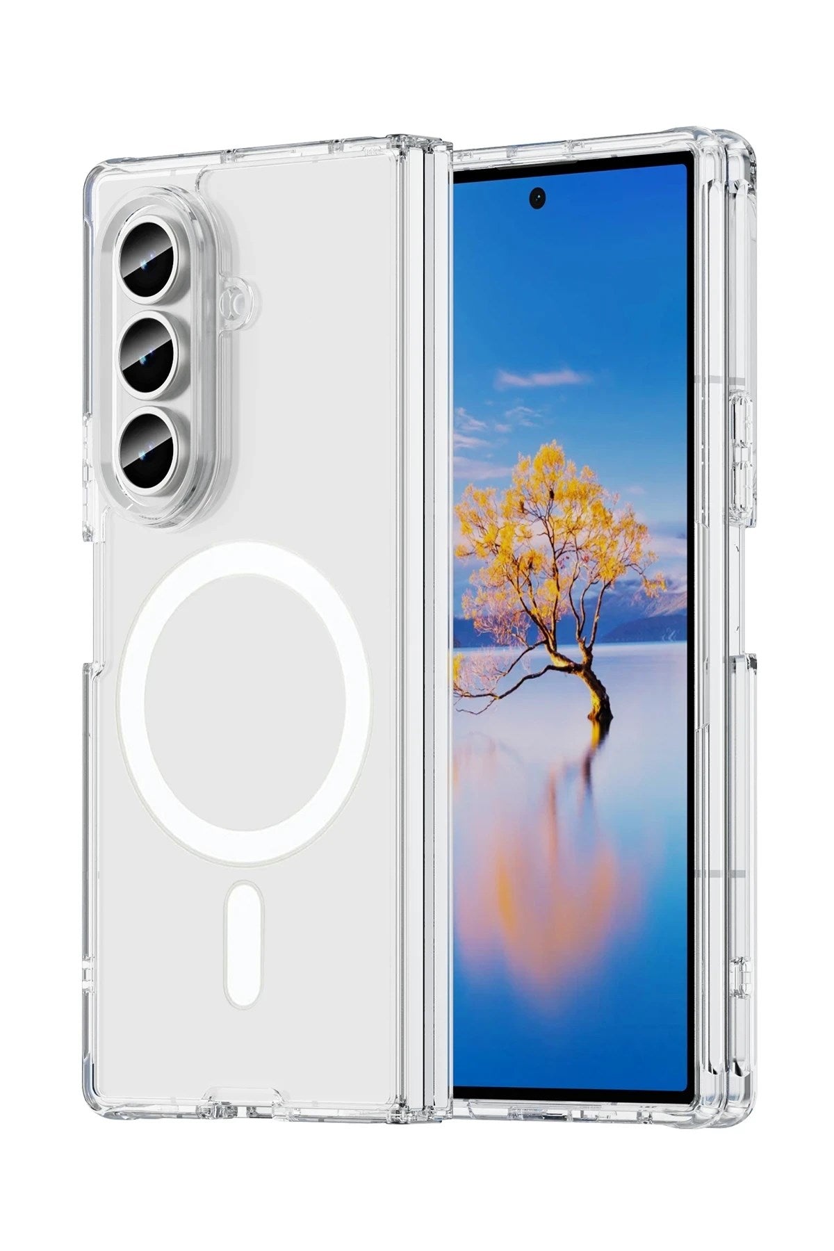 Mey İthalat® Samsung Galaxy Z Fold 7 Kılıf Magneticsafe Şeffaf Silikon - Şeffaf