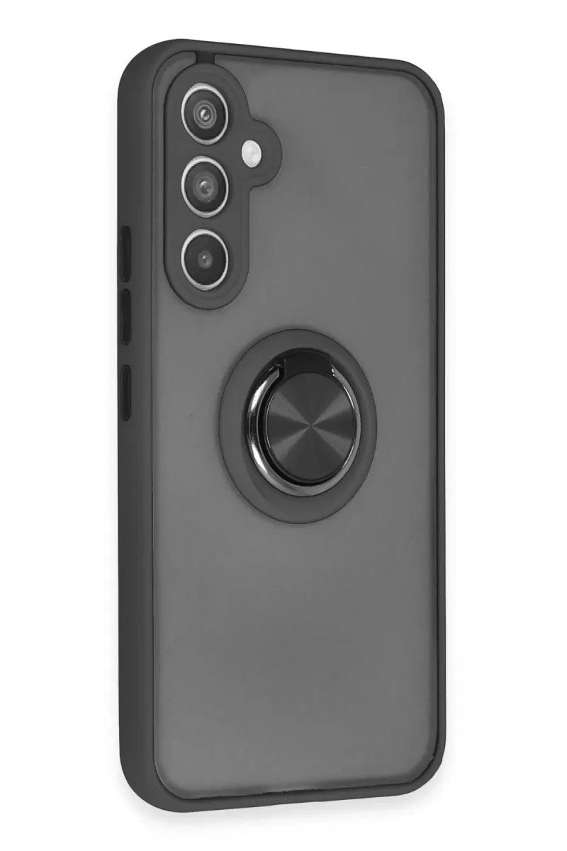 Mey İthalat® Samsung Galaxy A34 5G Kılıf Montreal Yüzüklü Silikon Kapak - Siyah