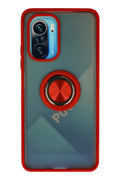 Mey İthalat® Redmi K40 Kılıf Montreal Yüzüklü Silikon Kapak - Kırmızı
