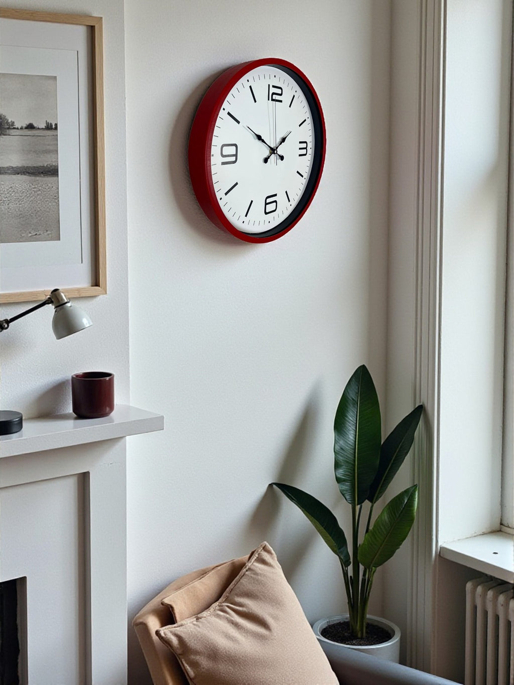 36 Cm Kırmızı Modern Dekoratif Duvar Saati