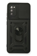 Mey İthalat® Samsung Galaxy A03S Kılıf Pars Lens Yüzüklü Silikon - Siyah