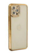 Mey İthalat® iPhone 12 Pro Kılıf Joke Taşlı Silikon - Gold