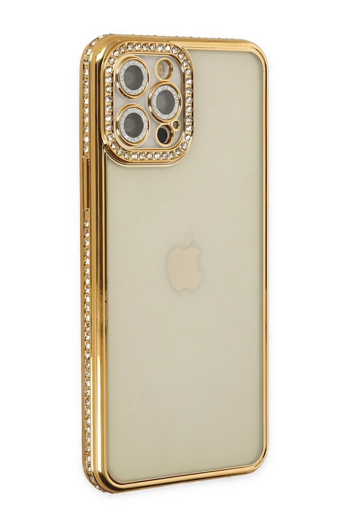 Mey İthalat® iPhone 12 Pro Kılıf Joke Taşlı Silikon - Gold
