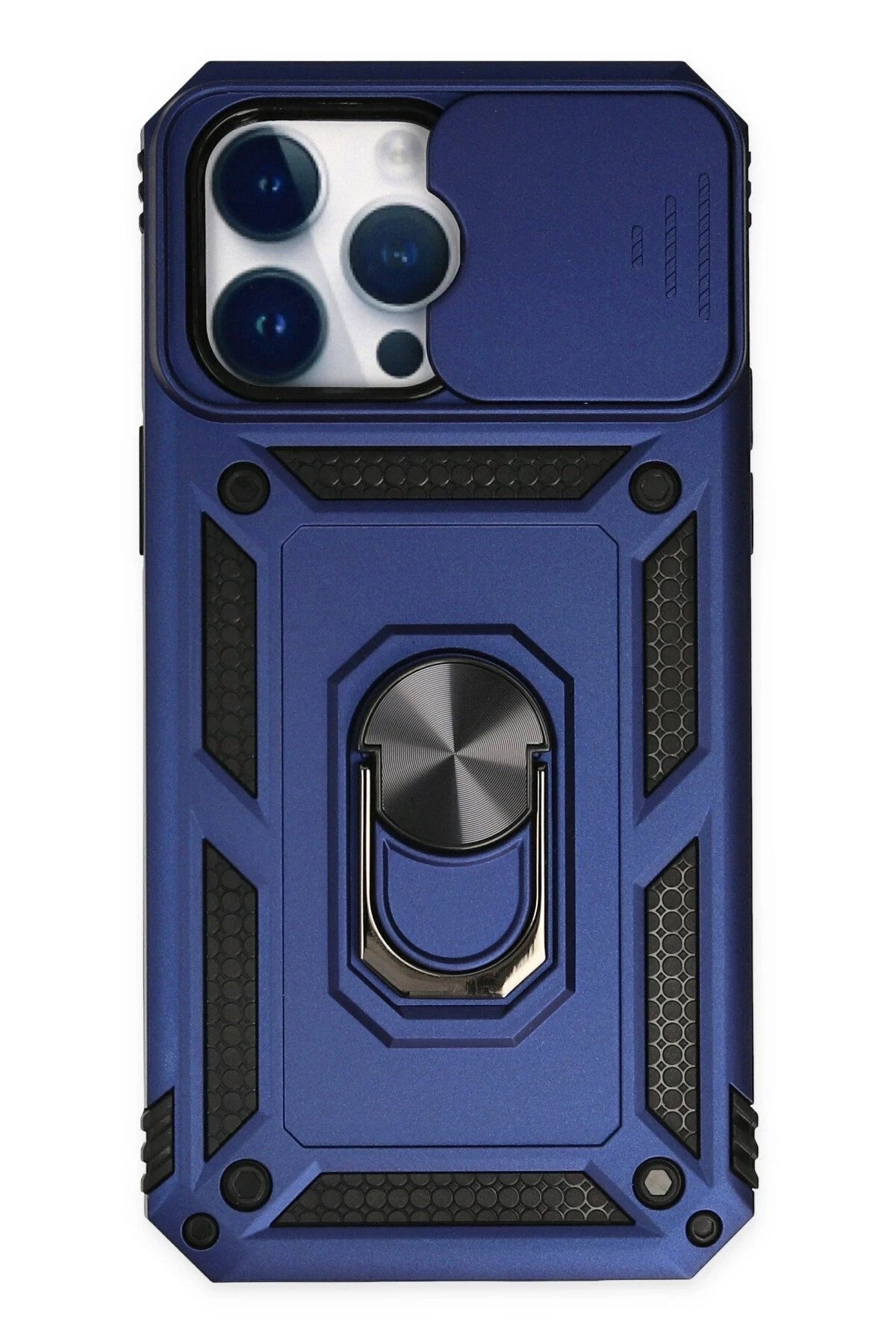 Mey İthalat® iPhone 14 Pro Kılıf Pars Lens Yüzüklü Silikon - Lacivert