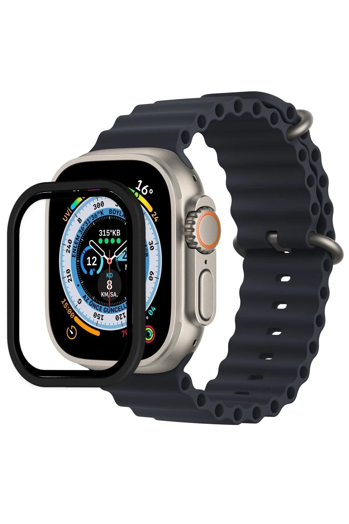 Mey İthalat® Watch Ultra 49mm Alüminyum Kasa Cam Ekran Koruyucu - Siyah