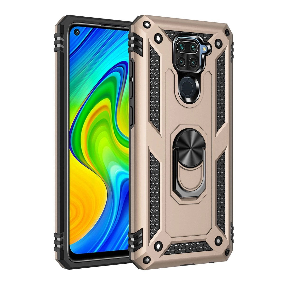 Mey İthalat® Redmi Note 9 Kılıf Sofya Yüzüklü Silikon Kapak - Gold