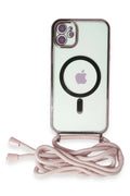 Mey İthalat® iPhone 11 Kılıf Divo Lazer Askılı Magsafe Kapak - Pembe