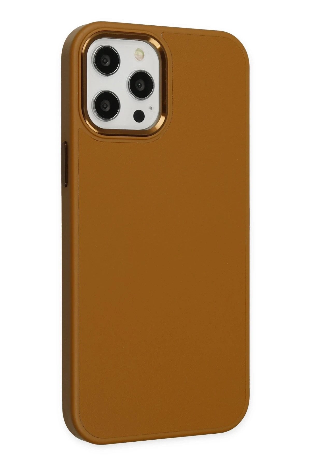 Mey İthalat® iPhone 12 Pro Max Kılıf Asya Deri Silikon - Kahverengi