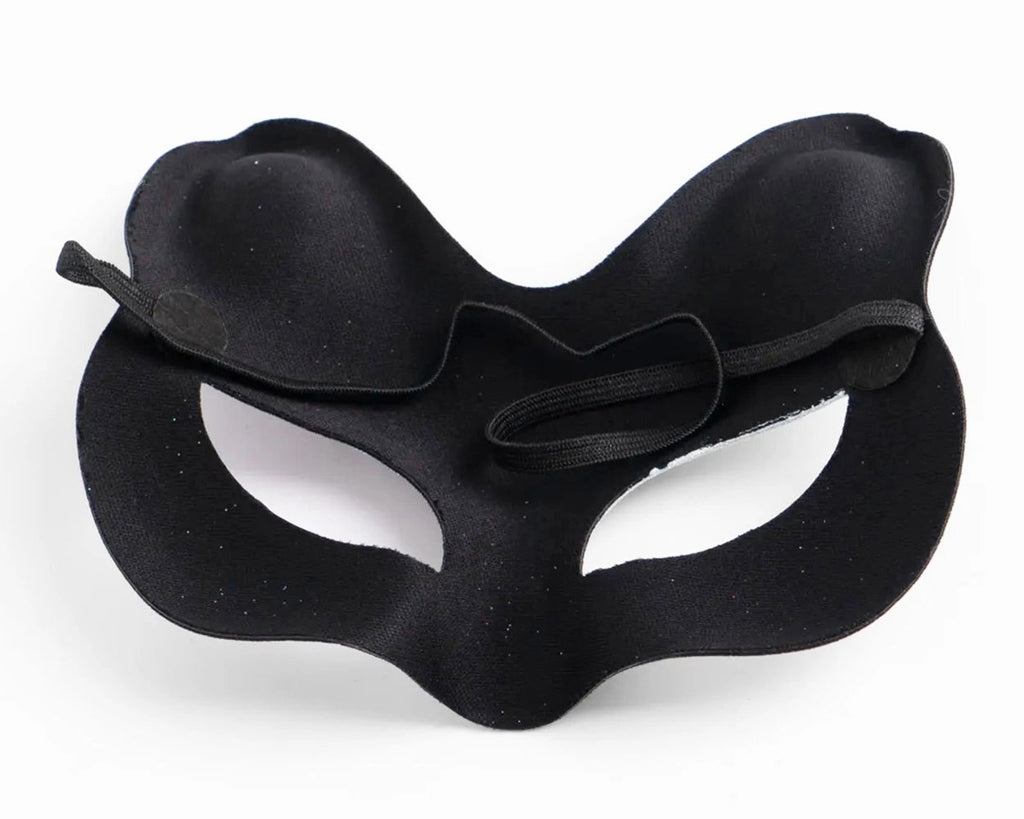 Mey İthalat® Siyah Renk Süet Kaplama Üzeri Pembe Sarı Simli Kedi Maskesi 17x14 cm