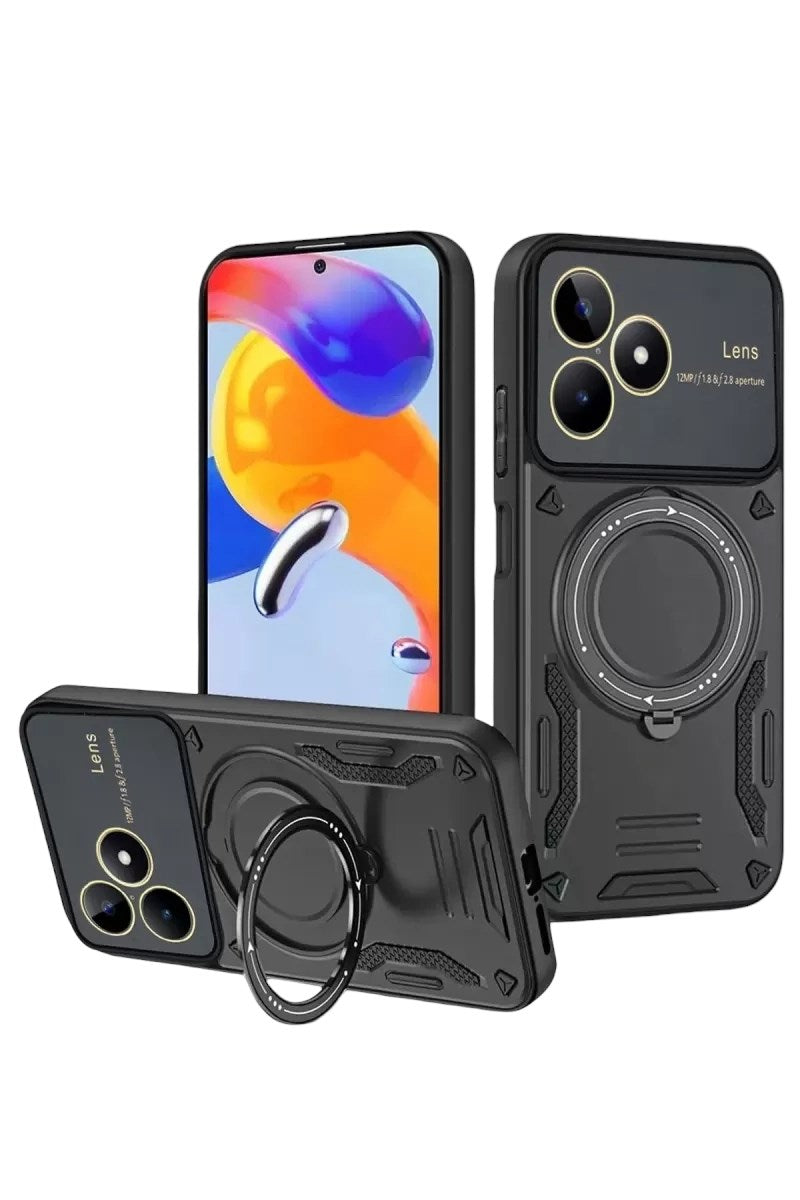 Mey İthalat® Realme C53 Kılıf Joy Lens Standlı Kapak - Siyah