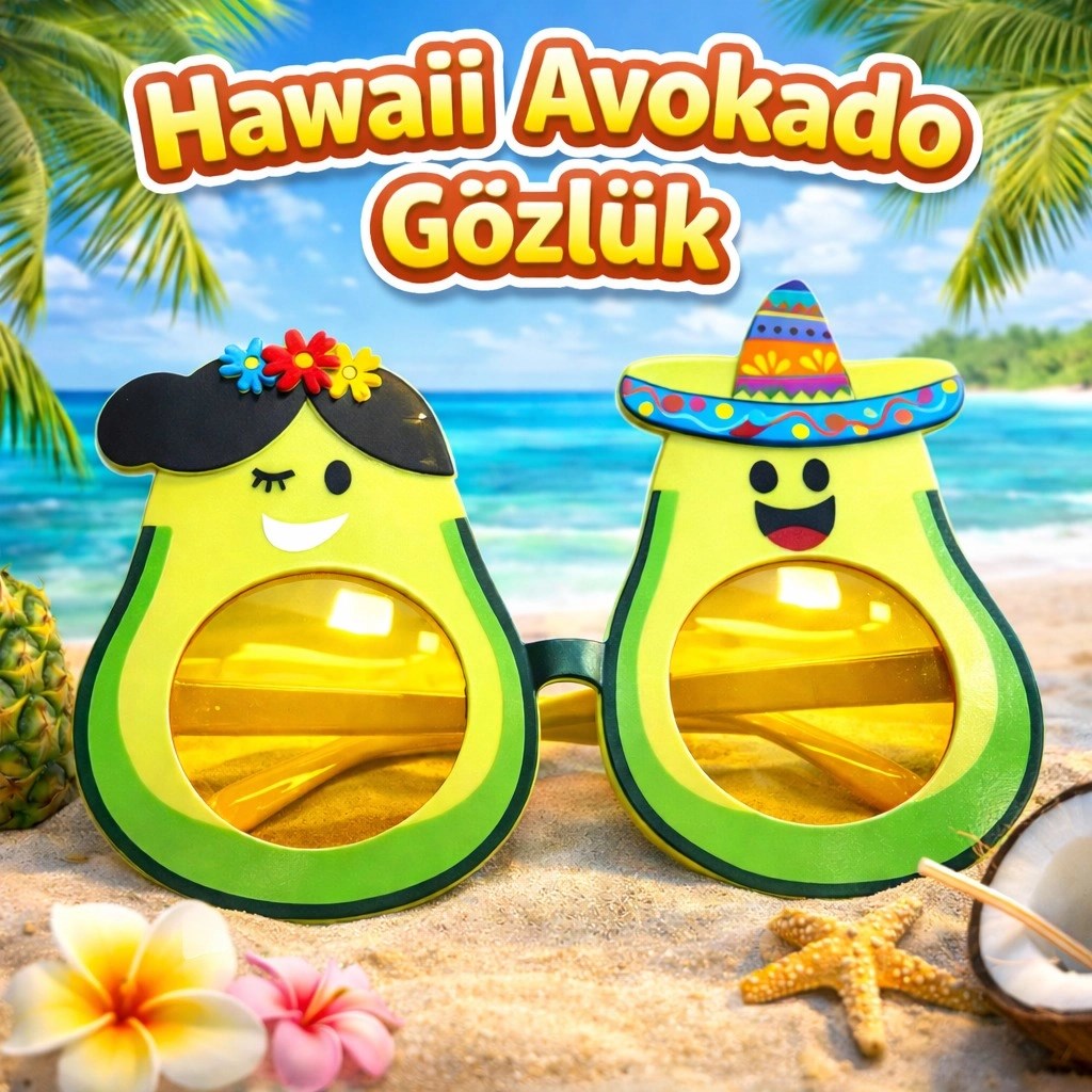 Mey İthalat® Hawaii Temalı Avokado Gözlük – Kostüm &amp; Parti Gözlüğü