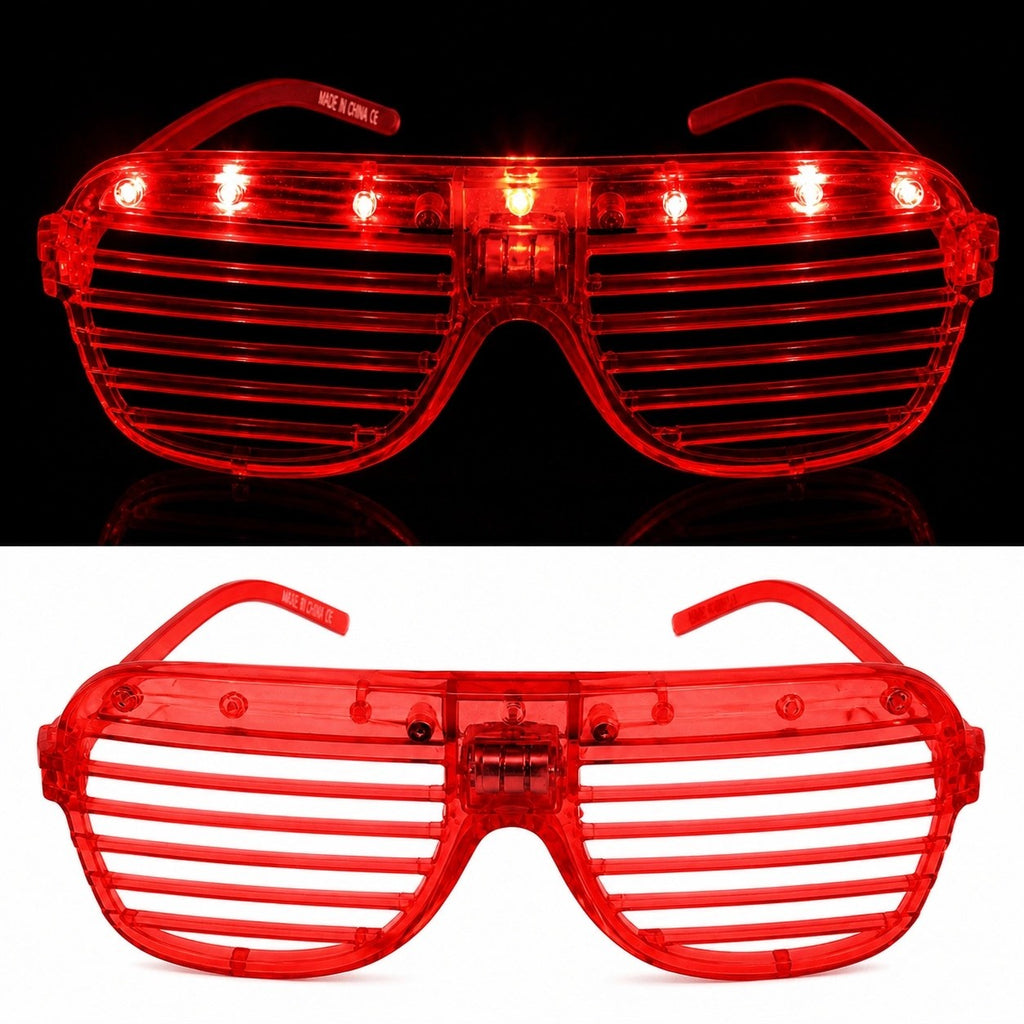 Mey İthalat® LED Işıklı Panjur Parti Gözlüğü Kırmızı Renk Shutter Gözlük