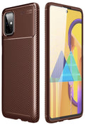 Mey İthalat® Samsung Galaxy M51 Kılıf Auto Focus Karbon Kapak - Kahverengi