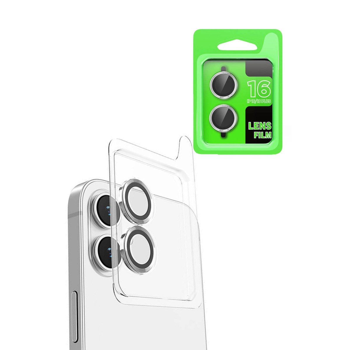 Mey İthalat® iPhone 16 Plus Raze Metal Kamera Lens - Beyaz
