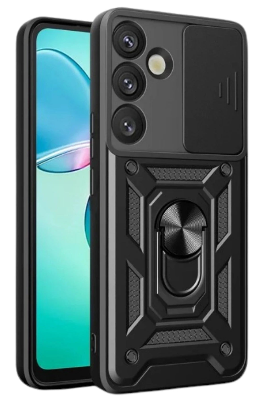 Mey İthalat® Samsung Galaxy S25 Kılıf Pars Lens Yüzüklü Silikon - Siyah