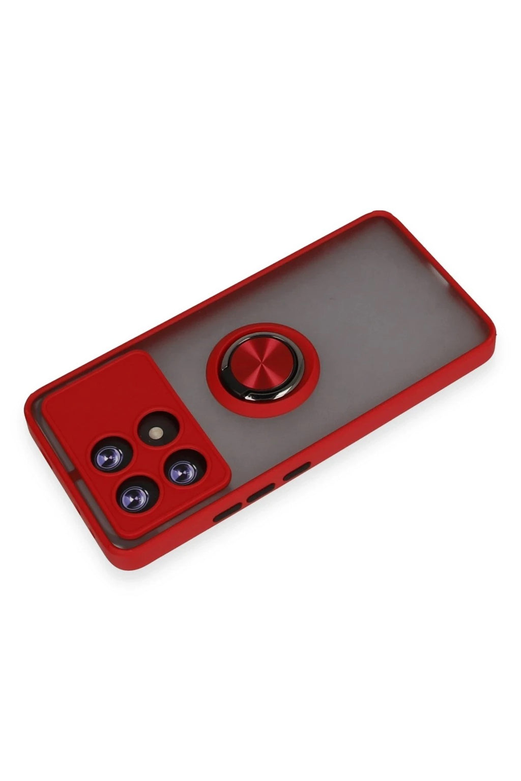 Mey İthalat® Poco X6 Pro Kılıf Montreal Yüzüklü Silikon Kapak - Kırmızı