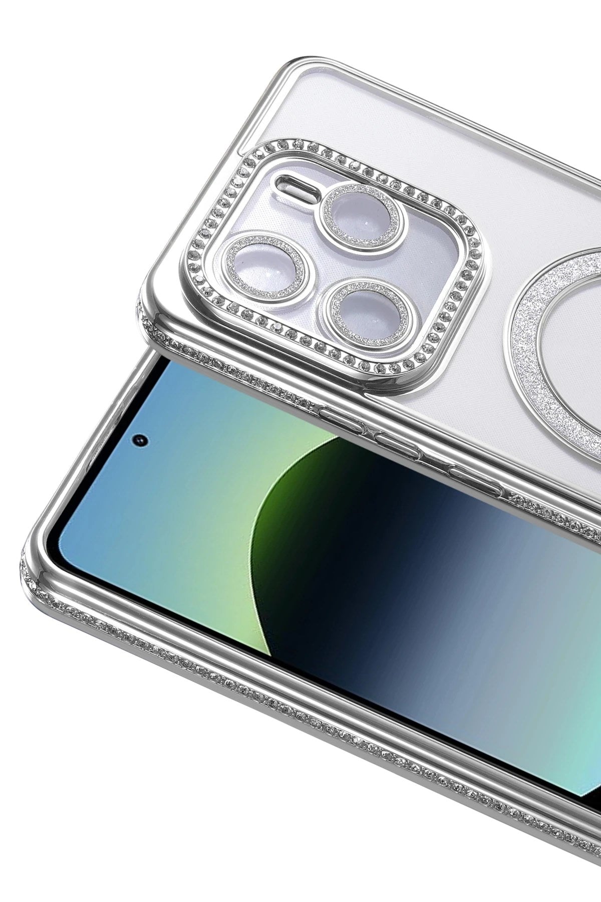 Mey İthalat® Redmi Note 14 4G Joke Simli Magneticsafe Kılıf - Gümüş