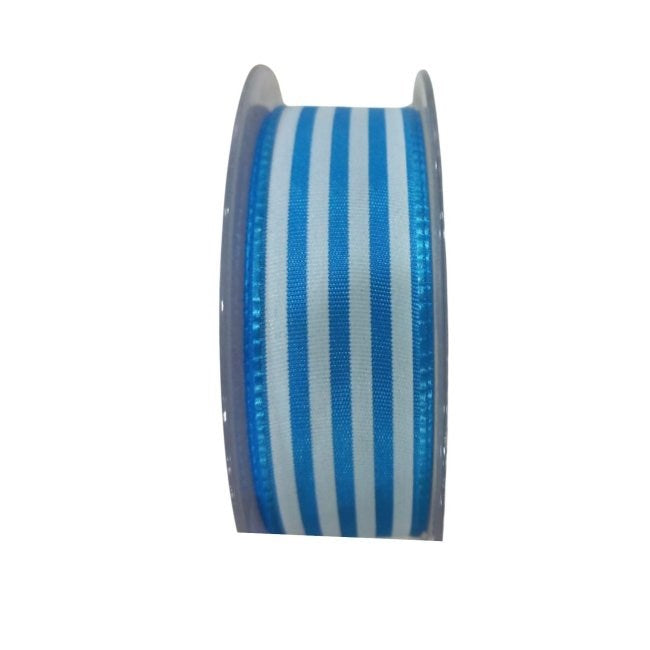 Tafta Çizgi Desen Kurdele 25 Mm Mavi 5 Metre