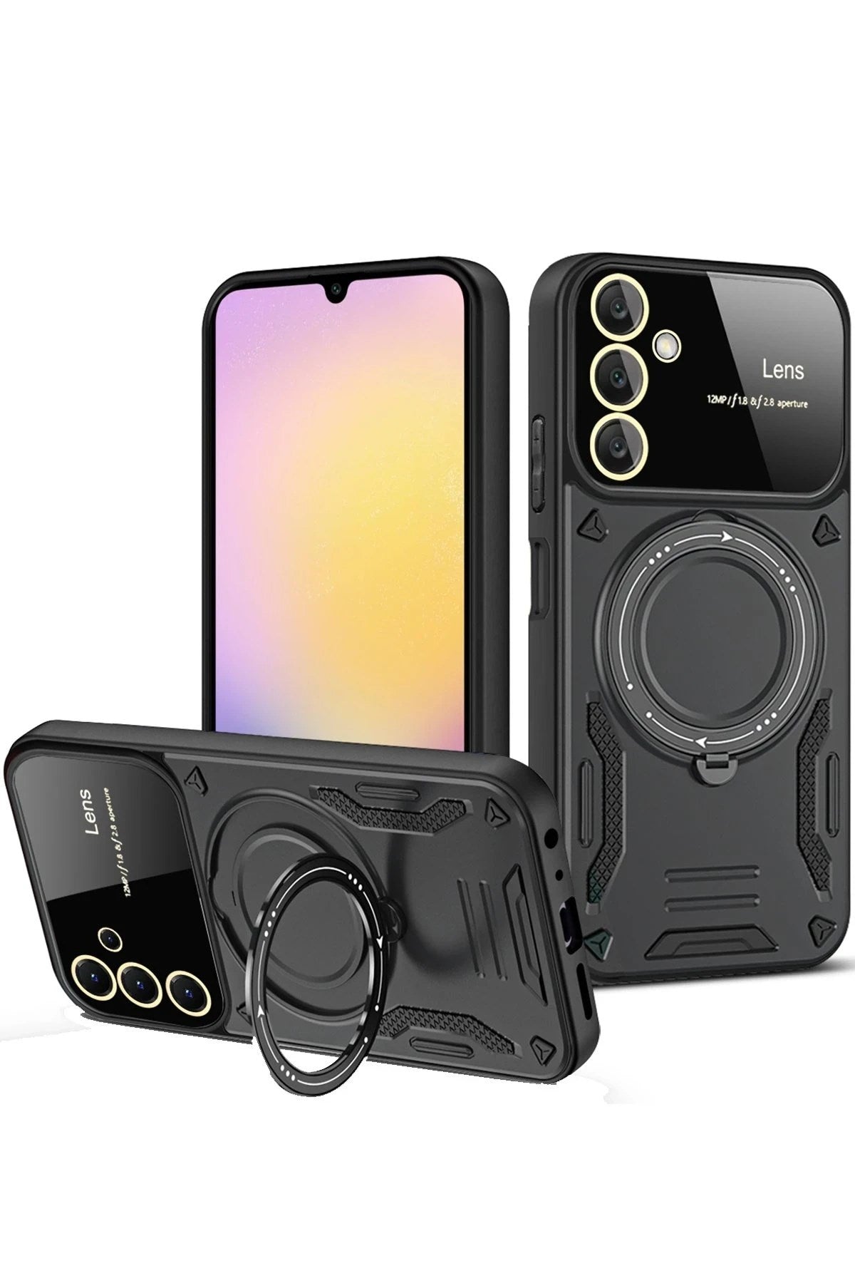 Mey İthalat® Samsung Galaxy A16 5G Kılıf Joy Lens Standlı Kapak - Siyah