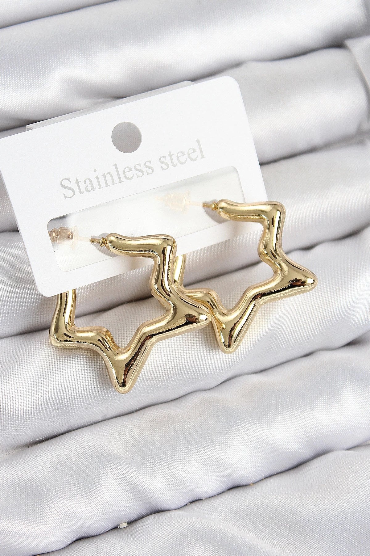 Mey İthalat® Pirinç Yıldız Model Gold Renk Kadın Küpe