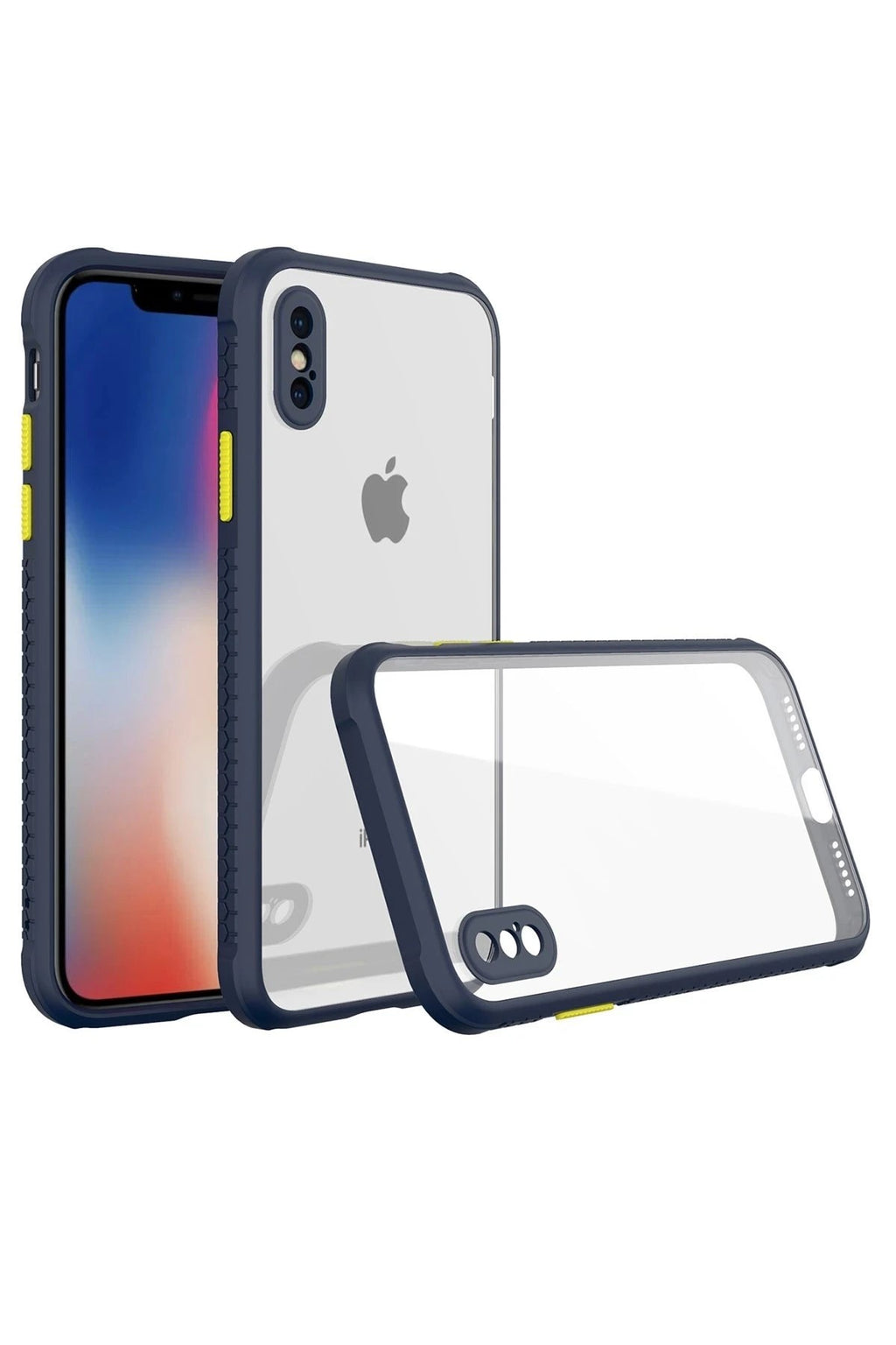 Mey İthalat® iPhone XS Max Kılıf Miami Şeffaf Silikon - Lacivert
