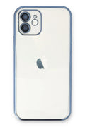 Mey İthalat® iPhone 12 Kılıf Lensli Silikon - Açık Mavi