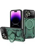 Mey İthalat® iPhone 16 Pro Max Kılıf Joy Lens Standlı Kapak - Koyu Yeşil