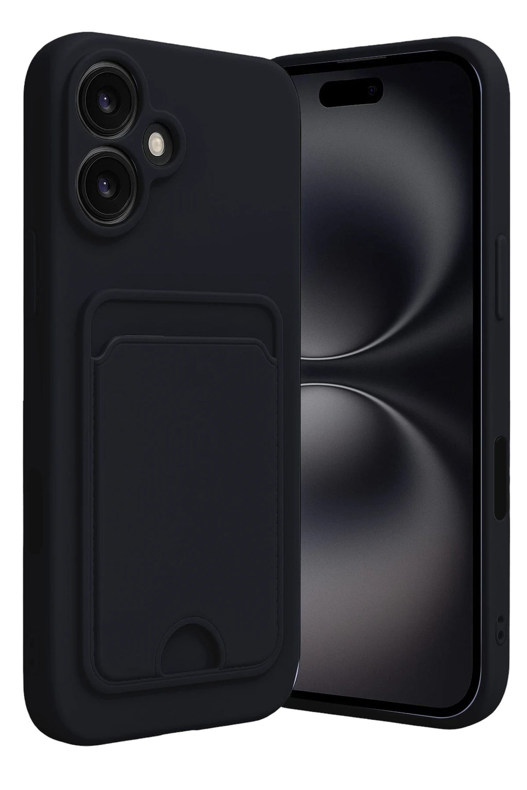 Mey İthalat® iPhone 16 Kılıf Kelvin Kartvizitli Silikon - Siyah