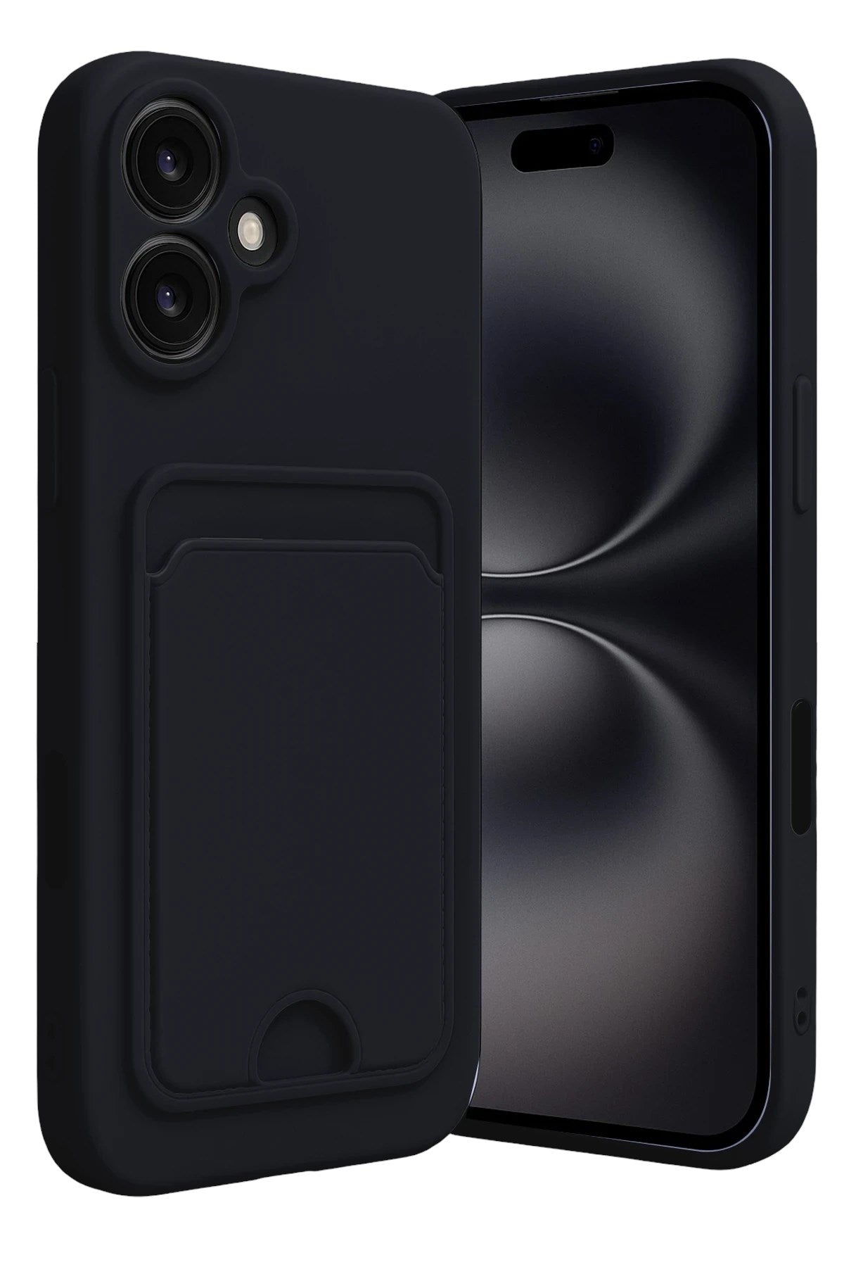 Mey İthalat® iPhone 16 Kılıf Kelvin Kartvizitli Silikon - Siyah