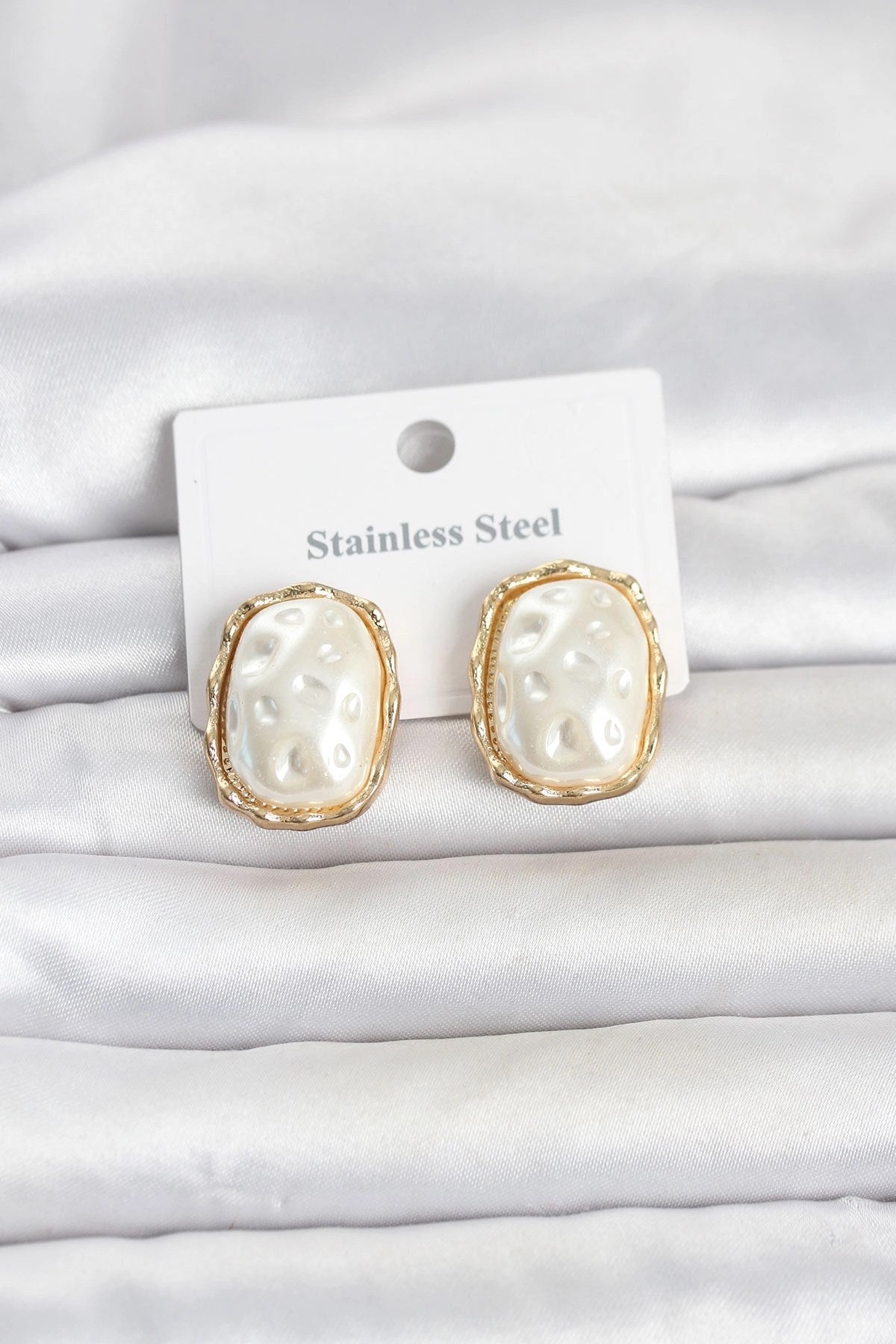 Mey İthalat® 316L Çelik Gold Renk İnci Model Vintage Kadın Küpe