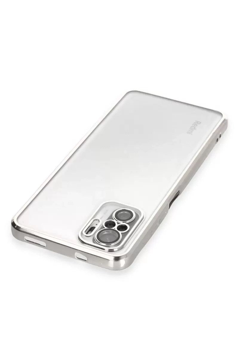 Mey İthalat® Redmi Note 10 Kılıf Lensli Silikon - Gümüş