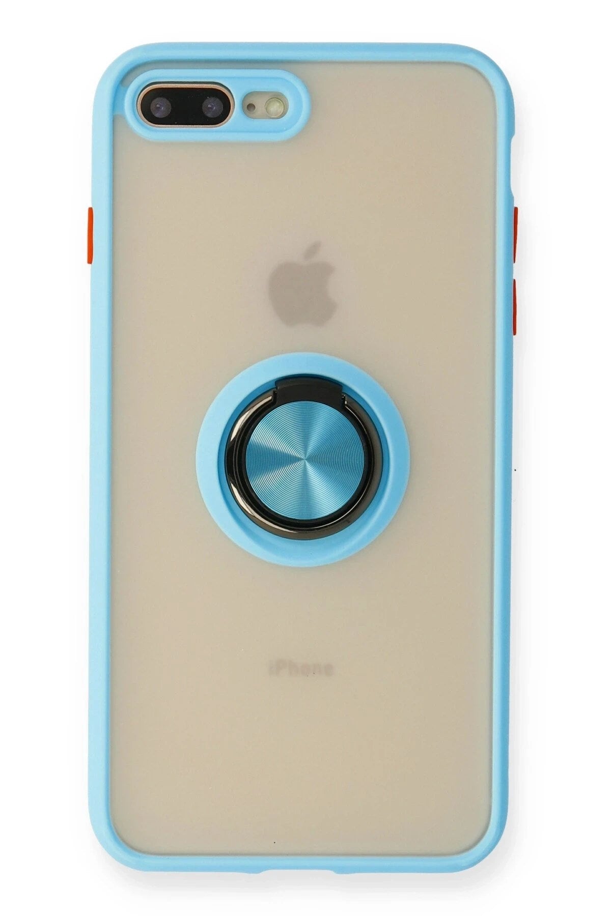 Mey İthalat® iPhone 7 Plus Kılıf Montreal Yüzüklü Silikon Kapak - Buz Mavi