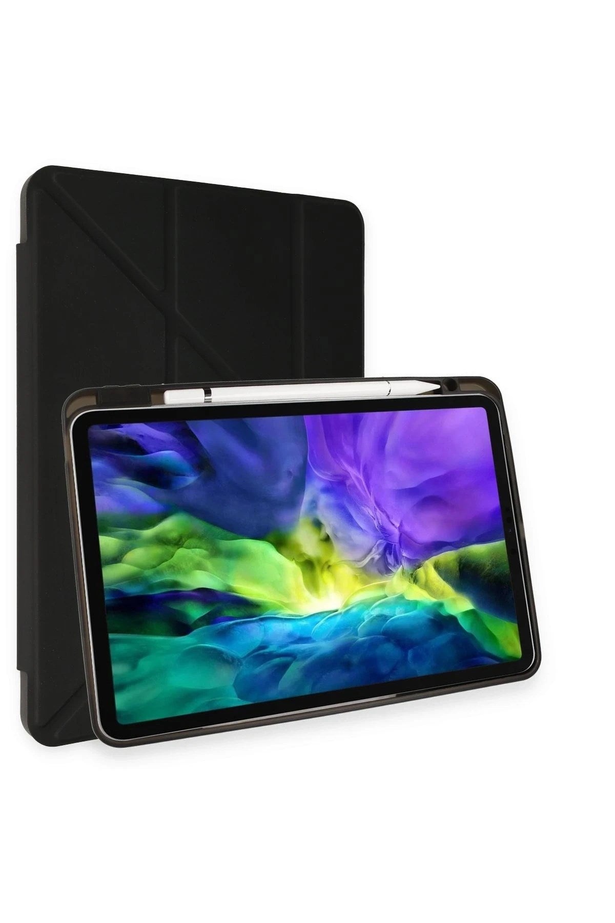 Mey İthalat® iPad Air 4 10.9 Kılıf Kalemlikli Mars Tablet Kılıfı - Siyah