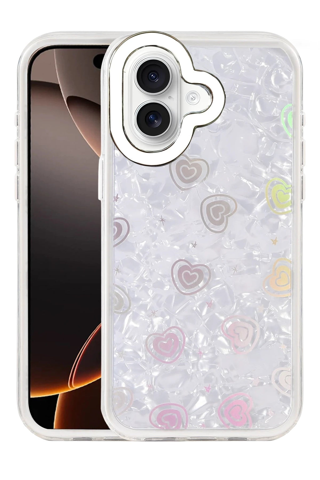 Mey İthalat® iPhone 16 Lumi Desenli Kapak - Beyaz