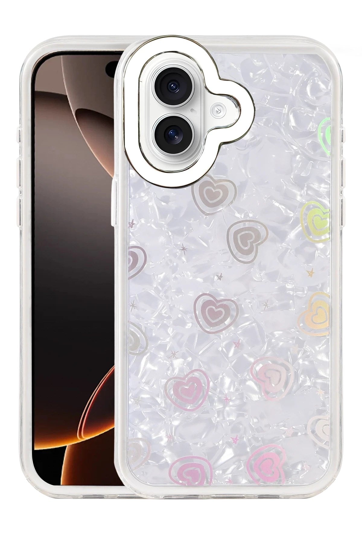 Mey İthalat® iPhone 16 Lumi Desenli Kapak - Beyaz