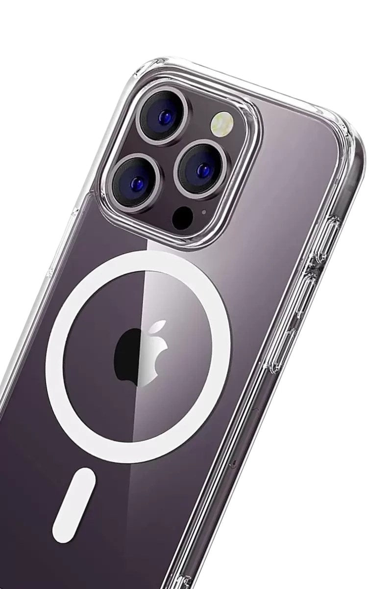 Mey İthalat® iPhone 14 Pro Max Combo Sert Şeffaf Magsafe Kapak - Şeffaf