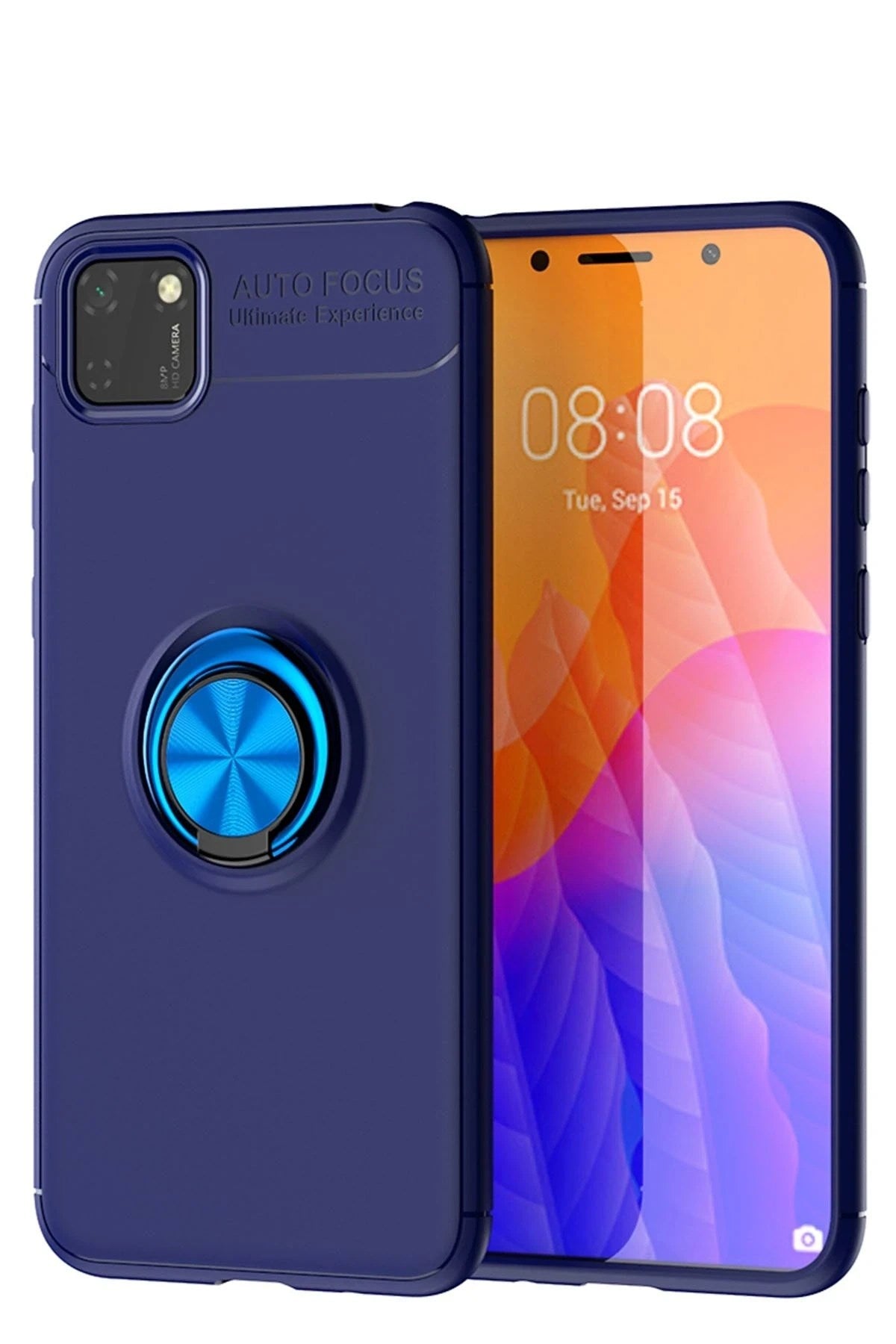Mey İthalat® Huawei Y5P Kılıf Range Yüzüklü Silikon - Mavi
