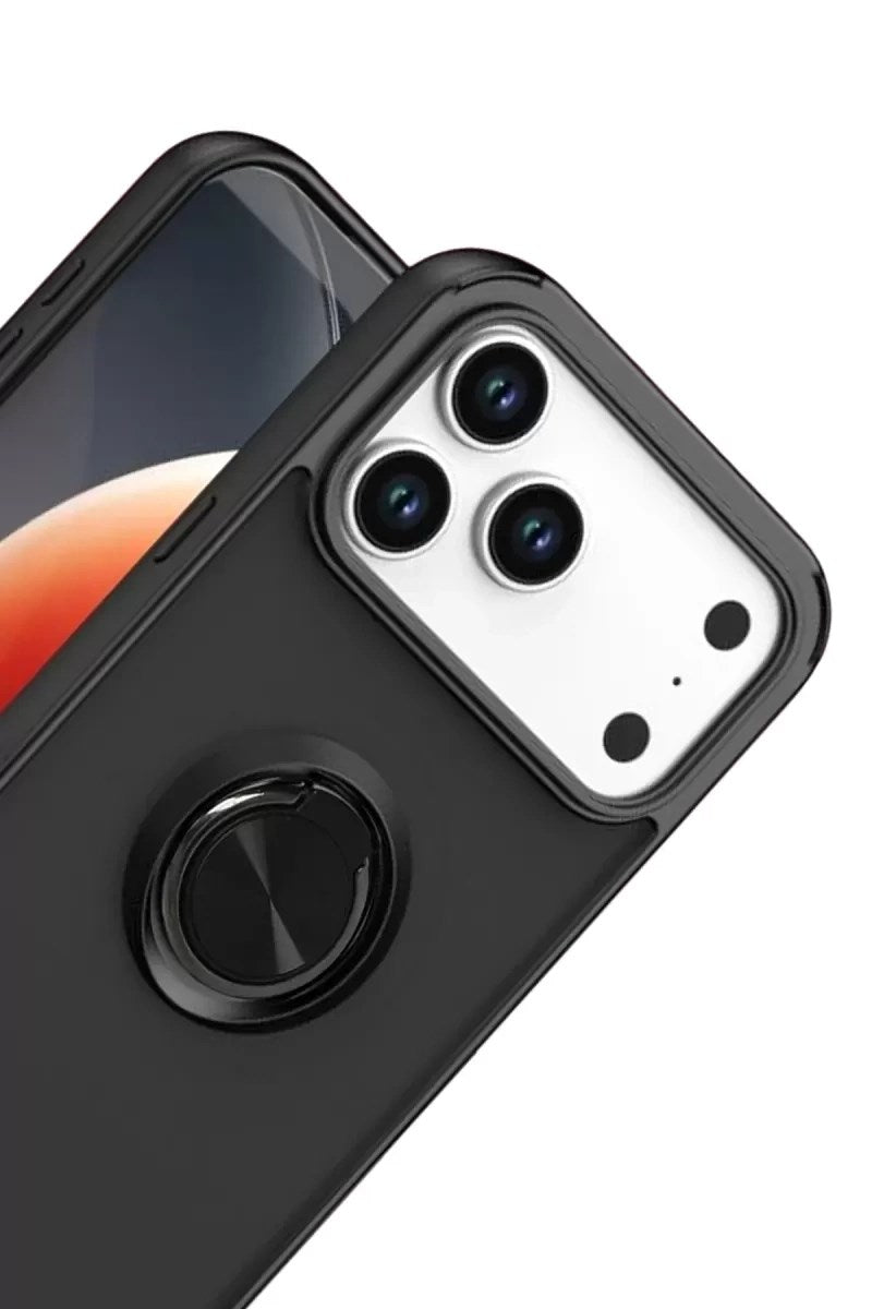Mey İthalat® iPhone 17 Pro Max Montreal Yüzüklü Silikon Kapak - Siyah
