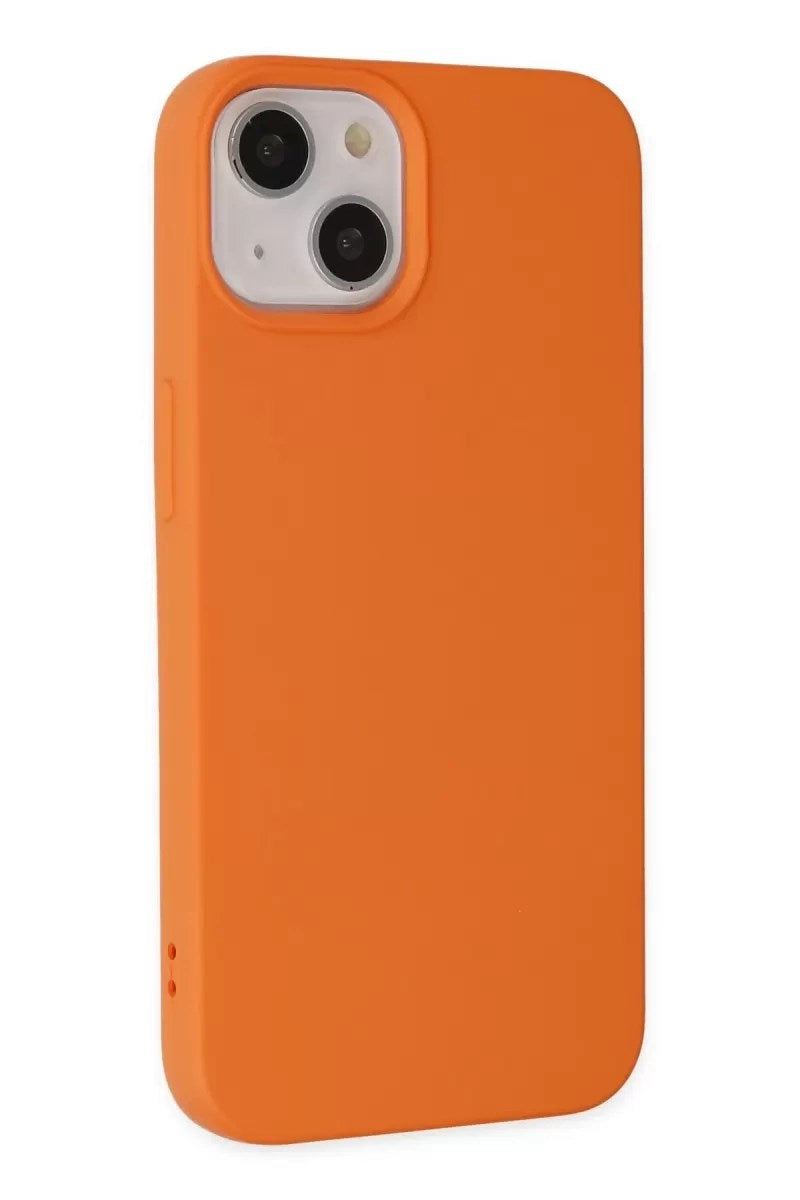 Mey İthalat® iPhone 14 Kılıf Nano içi Kadife Silikon - Turuncu