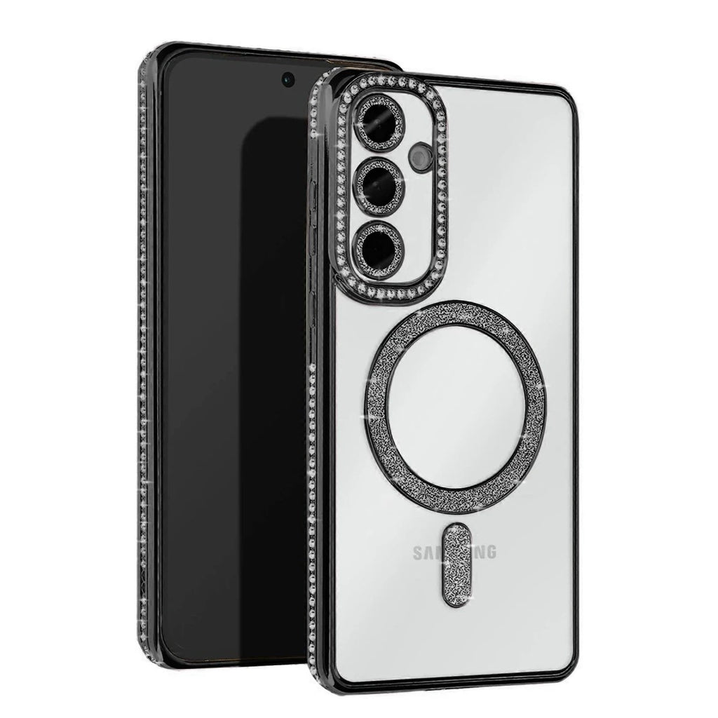 Mey İthalat® Samsung Galaxy S25 Kılıf Joke Simli Magneticsafe Kılıf - Siyah
