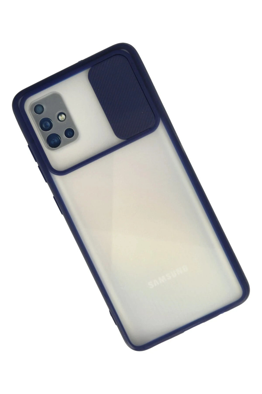 Mey İthalat® Samsung Galaxy A71 Kılıf Palm Buzlu Kamera Sürgülü Silikon - Lacivert