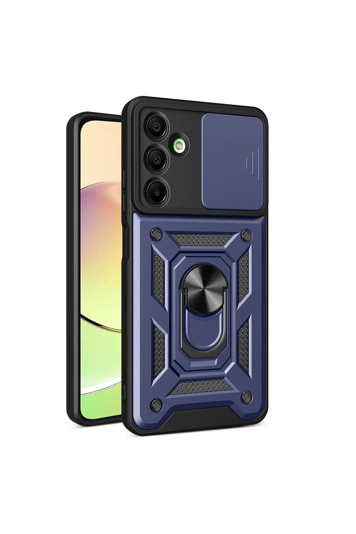 Mey İthalat® Samsung Galaxy A16 5G Kılıf Pars Lens Yüzüklü Silikon - Lacivert
