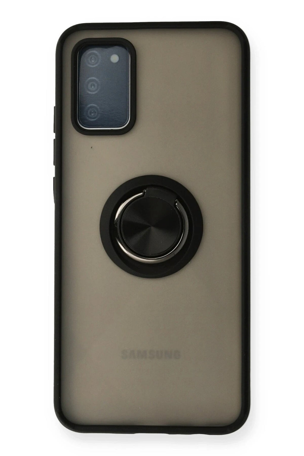 Mey İthalat® Samsung Galaxy A02S Kılıf Montreal Yüzüklü Silikon Kapak - Siyah