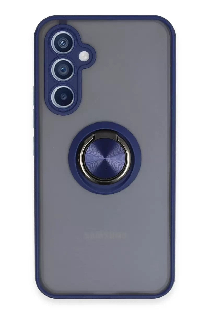 Mey İthalat® Samsung Galaxy A34 5G Kılıf Montreal Yüzüklü Silikon Kapak - Lacivert