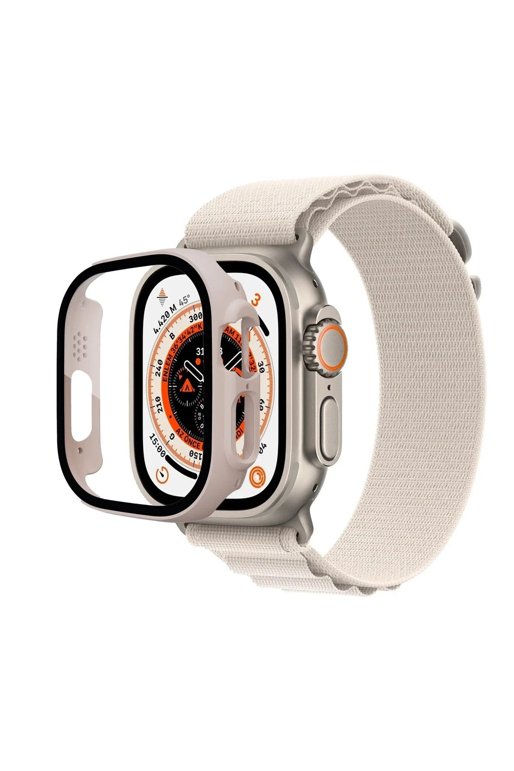 Mey İthalat® Watch Ultra 49mm Desert Camlı Kasa Ekran Koruyucu - Metalik Gold