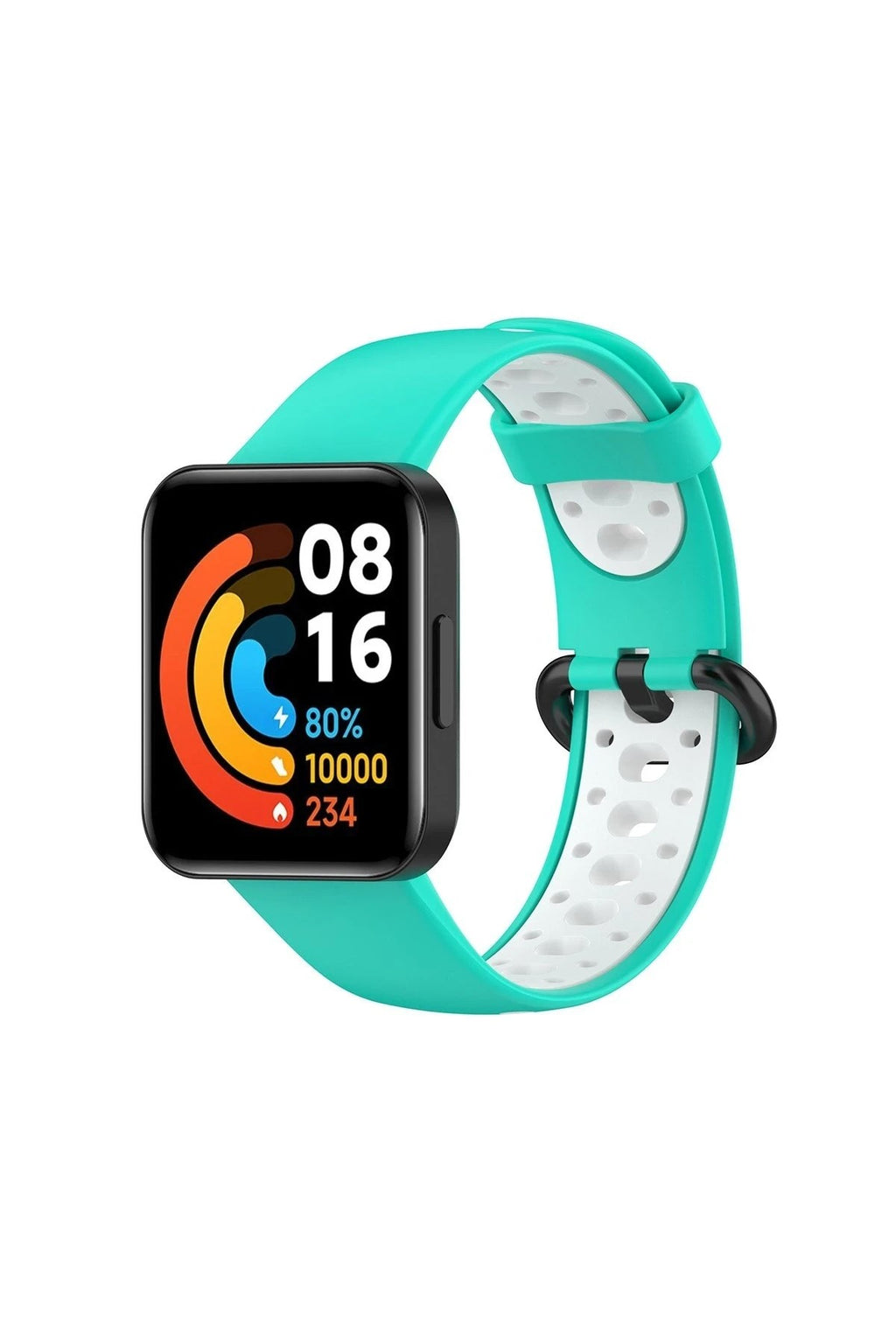 Mey İthalat® Redmi Watch 2 Spor Delikli Kordon - Turkuaz-Beyaz