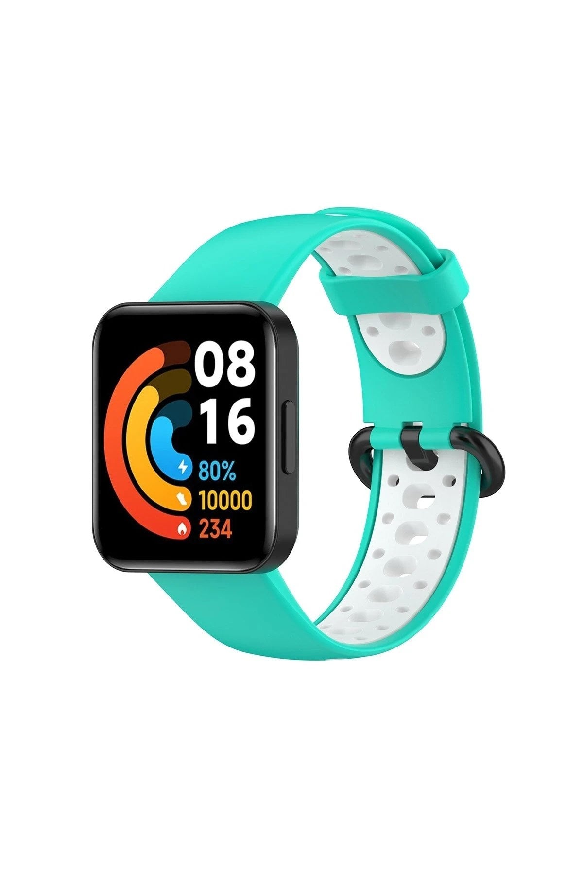 Mey İthalat® Redmi Watch 2 Spor Delikli Kordon - Turkuaz-Beyaz