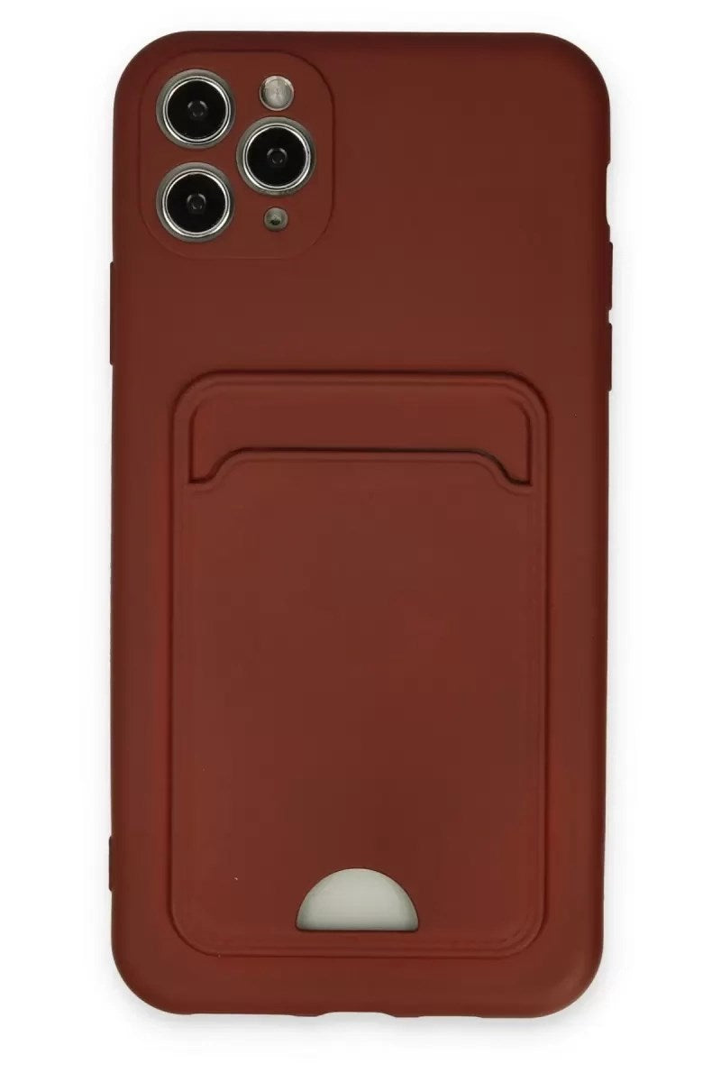 Mey İthalat® iPhone 11 Pro Max Kılıf Kelvin Kartvizitli Silikon - Bordo