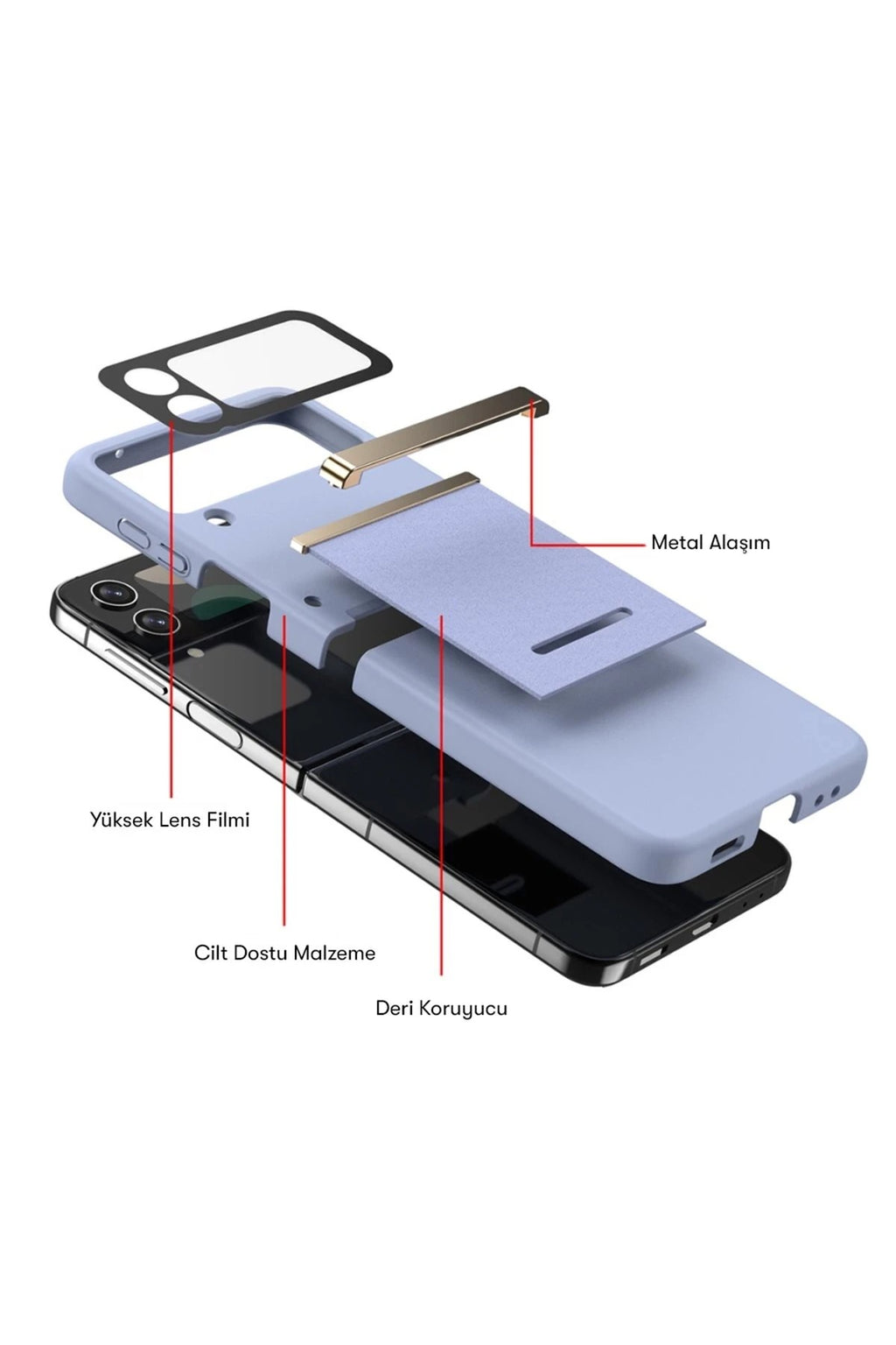 Mey İthalat® Samsung Galaxy Z Flip 4 Kılıf Belt Flip Kapak - Lacivert