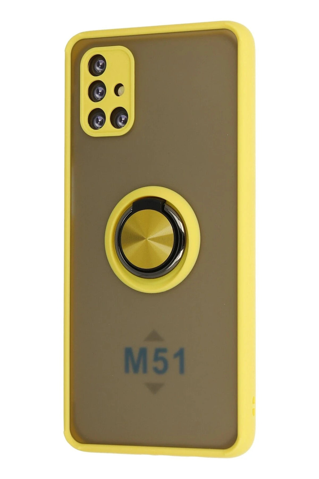 Mey İthalat® Samsung Galaxy M51 Kılıf Montreal Yüzüklü Silikon Kapak - Sarı